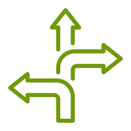 Icon of three arrows pointing in different directions, highlighting the flexibility of a cash offer.