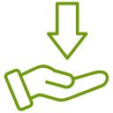 Icon of a hand with a downward-pointing arrow, emphasizing the absence of buyer concessions in cash offer transactions.