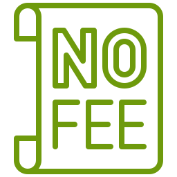 Icon of a scroll with 'No Fee' written, symbolizing the absence of hidden expenses and closing costs in a cash offer.