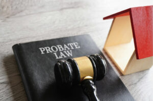 House, gavel, and law book with the word Probate